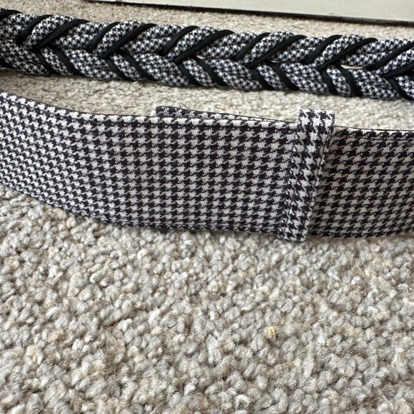 Vintage 80s Ginnie Johansen Designs Black & White Houndstooth Braided Belt USA main image 6